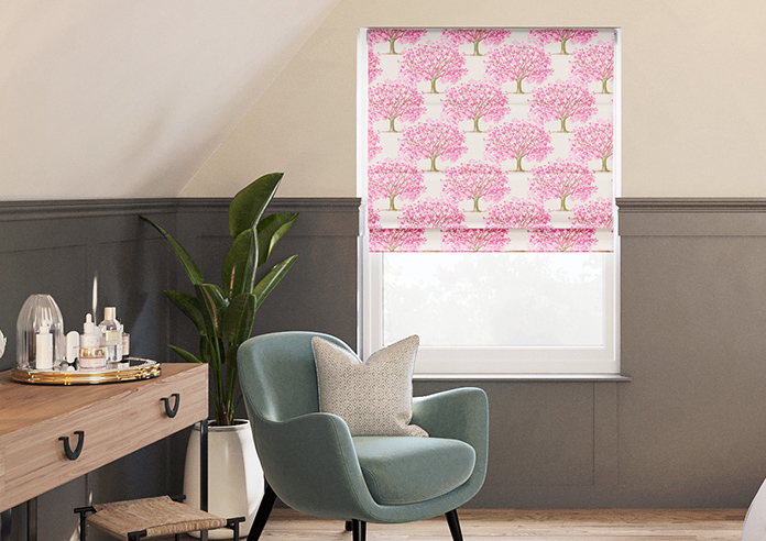 Classic Woodland, Pink Blossom - Roman Blind - Image 3